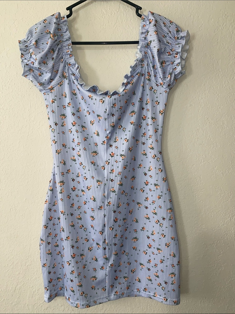 Zaful Light Blue Floral Ruffle Mini Dress - Picture 8 of 10